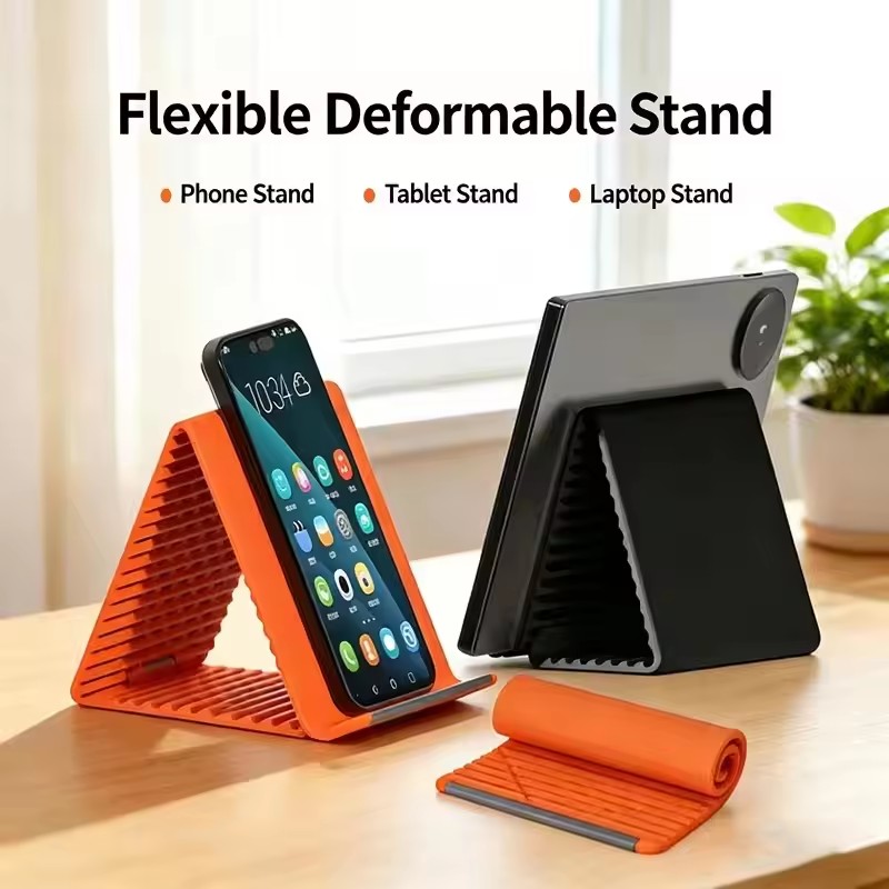 Laptop Stand - ขาตั้งโทรศัพท์แบบพกพาซิลิโคนสำหรับวางบนโต๊ะ แท็บเล็ต แล็ปท็อป ดีไซน์สร้างสรรค์ ยืดหยุ่น พับได้